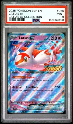 LATIAS EX SPECIAL COLL BOX POKEMON SURGING SPARKS STAMPED 076 PSA 9 MINT - Image 1
