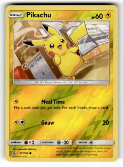 Pikachu 55/236 Common Unified Minds Reverse Holo Pokemon Lightly Played - Image 1