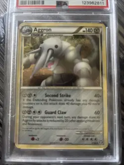 2010 Pokemon HGSS Triumphant Aggron Holo Rare PSA 8 - Image 2