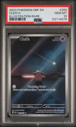 2023 POKEMON OBF EN-OBSIDIAN FLAMES ILLUSTRATION RARE #202 CLEFFA PSA 10 - Image 1