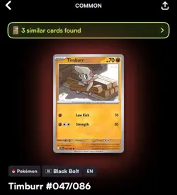 Timburr 047/086 Master Ball Holo Pokemon SV: Black Bolt English - Image 4
