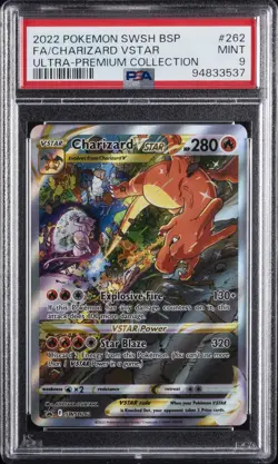 2022 POKEMON SWSH BLACK STAR PROMO #262 FULL ART/CHARIZARD VSTAR PSA 9 - Image 1
