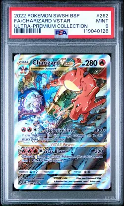 2022 POKEMON SWSH BLACK STAR PROMO #262 FULL ART/CHARIZARD VSTAR PSA 9 - Image 1