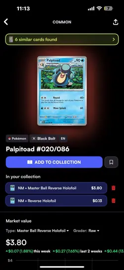 Pokemon SV Black Bolt Palpitoad 020/086 Masterball Pattern - Image 2
