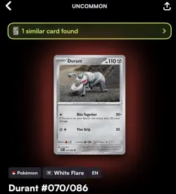 Durant 070/086 Masterball Reverse Holo White Flare Pokemon TCG Near MINT English - Image 4