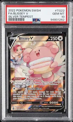 2022 POKEMON SWORD & SHIELD SILVER TEMPEST #TG22 FULL ART/BLISSEY V PSA 10 - Image 1