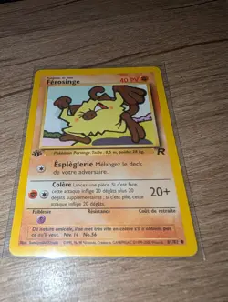 Ferosinge French Rocket 1st Edition 61/82 Vintage Pokemon Card Mankey NM/LP - Image 1