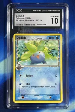 CGC 10 Gem Mint Oddish 2006 EX Holon Phantoms 73/110 Pokemon Graded Card - Image 1