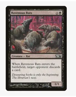 MTG Ravenous Rats #106 Magic 2013 (M13) Card in Protective Sleeve - Image 1