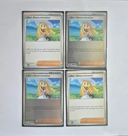 4x Lillie's Determination Pokemon Mega Evolution Uncommon - (2 reverse holos) - Image 1