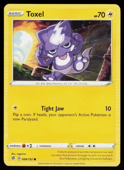 Toxel 068/192 Common Rebel Clash Pokemon Near Mint - Image 1