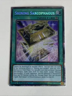 Yugioh Shining Sarcophagus x 3 - 1st Edition Starlight Rare NM - Free Holo - B - Image 4