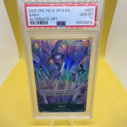 Bandai One Piece CCG Sanji OP13-027 Alt Art Foil Carrying On His Will EN PSA 10 - Image 1