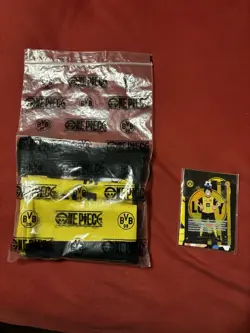 ONE PIECE X BVB Dortmund Promo Goodie Bag Card Monkey.D.Luffy | Scarf Sticker - Image 1