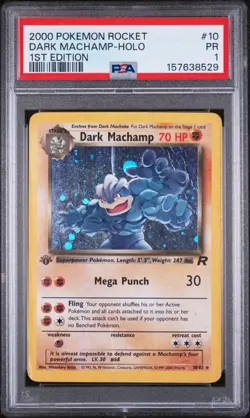 2000 POKEMON TEAM ROCKET 1ST EDITION #10 DARK MACHAMP HOLO RARE CARD - PSA 1 1⃣ - Image 1