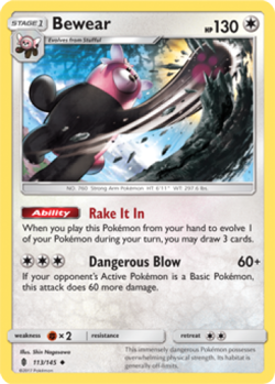 4x Bewear 113/145 Guardians Rising Pokemon TCG Card NM - Image 1