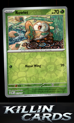 Reverse Holofoil Rowlet 013/197 Pokemon Common SV03: Obsidian Flames Card NM - Image 1