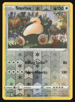 SWSH01: Sword & Shield Base Set Snorlax #140/202 Reverse Holo Pokemon Card - Image 1