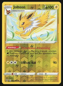 SWSH04: Vivid Voltage Jolteon #047/185 Reverse Holo Pokemon Card - Image 1