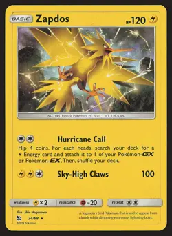 Hidden Fates Zapdos #24/68 Holo Rare Pokemon Card - Image 1