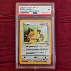 2000 Pokemon Black Star Promo Meowth Holo Game Boy #10 PSA 7 NM TCG Card - Image 1
