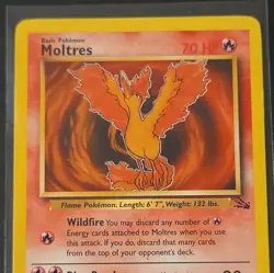 Wizards of the Coast Pokemon Moltres Fossil 27/62 Rare Holo 70 HP Unlimited - Image 2