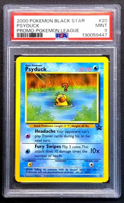 2000 POKEMON PROMO BLACK STAR POKEMON LEAGUE #20 PSYDUCK PSA 9 MINT - Image 1
