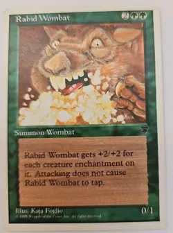 MTG Magic The Gathering Card Rabid Wombat Summon Wombat Green Legends 1995 - Image 1