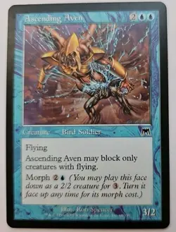 MTG Magic The Gathering Card Ascending Aven Creature Bird Soldier Blue Onslaught - Image 1