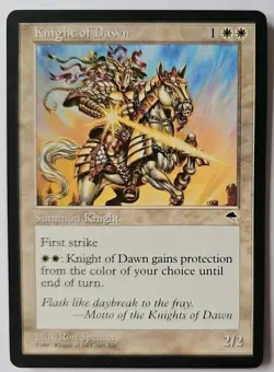 MTG Magic The Gathering Card Knight of Dawn Summon Knight White Tempest 1997 - Image 1