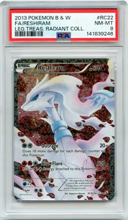 PSA 8 Reshiram RC22/RC25 BW Legendary Treasures Pokemon Card Game NM-MT - Image 1