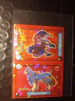 Green Cracked Ice Pokemon Peru Vol 1 Pokedex Sticker Zacian & Zamazenta - Image 1