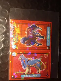 Green Cracked Ice Pokemon Peru Vol 1 Pokedex Sticker Zacian & Zamazenta - Image 2