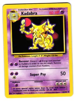 Kadabra 32/102 Uncommon Base Set Unlimited Pokemon Lightly Played - Image 1