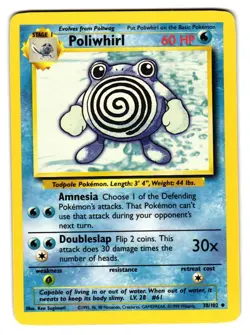 Poliwhirl 38/102 Uncommon Base Set Unlimited Pokemon Lightly Played - Image 1