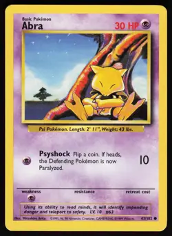Abra 43 102 C Base Set Unlimited Pokemon Lightly Played - Image 1
