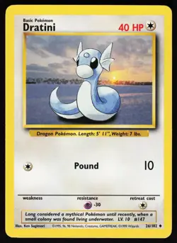 Dratini 26 102 UC Base Set Unlimited Pokemon Lightly Played - Image 1