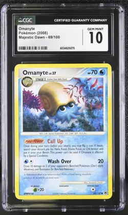 Omanyte 69/100 Majestic Dawn Pokemon CGC 10 Gem Mint - Image 1