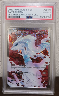 POKEMON 2013 Reshiram RC22 Full Art Legendary Treasures PSA 8 - Image 1