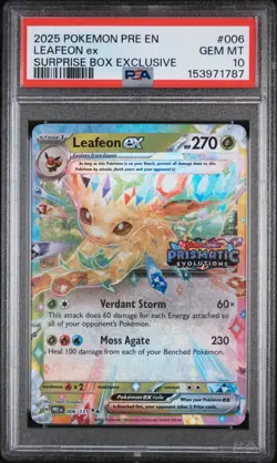 Pokemon Cards Leafeon ex 006/131 Prismatic Evolutions STAMPED - PSA 10 GEM MINT - Image 1