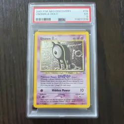 2001 POKEMON Card NEO DISCOVERY #14 UNOWN A-HOLO PSA 5 Vintage - Image 1