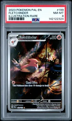 2023 POKEMON PAL EN-PALDEA EVOLVED ILLUSTRATION RARE #199 FLETCHINDER PSA 8 - Image 1