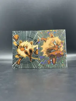 Mankey Primeape Foil Attacks Sticker Kanto Set Pokemon Set Of 2 - Image 1