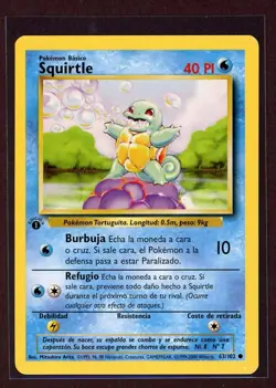 1st Ed Spanish Squirtle Non-Holo 1999 WOTC Pokemon Card 63/102 Base Set EXC/LP - Image 1