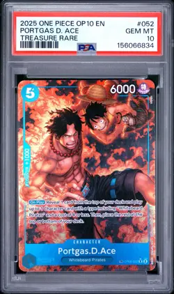 2025 ONE PIECE OP10-ROYAL BLOOD TREASURE RARE #052 PORTGAS D. ACE PSA 10 - Image 1