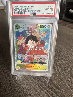 2024 One Piece Namco Monkey D. Luffy OP07-109 Foil SR PSA 10 500 Years Japanese - Image 2
