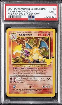 2021 POKEMON CELEBRATIONS CLASSIC COLL #4 CHARIZARD-HOLO PSA 9 - Image 1