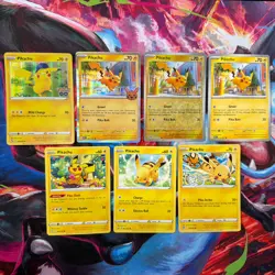 Pikachu Pokemon Card Lot of 7, 028/078 062/193 018/091 052/196 065/202 049/195 - Image 1