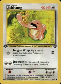 Lickitung Uncommon Jungle 38/64 Colorless 1st Edition Pokemon Card - Image 1