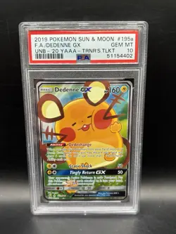 Pokemon Dedenne GX Trainer Toolkit Card 195a/214 Sun Moon PSA 10 - Image 1